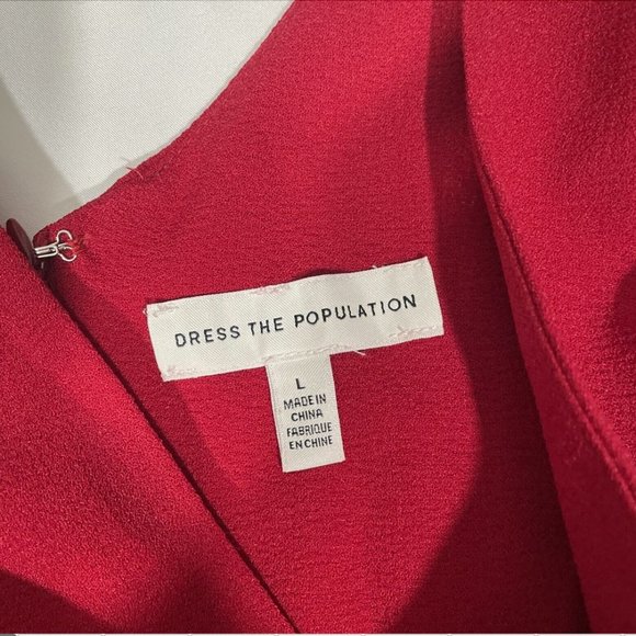 NEW Dress the Population [ Large ] Corey‎ Chiffon Fit & Flare Dress Garnet #Q298 - Picture 3 of 12